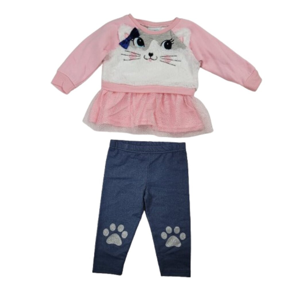 Nannette Baby Girl 2 Pcs Set Faux Fur Shirt and Pant Size 6-9M